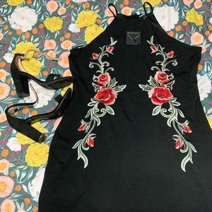 Express rose embroidered dress